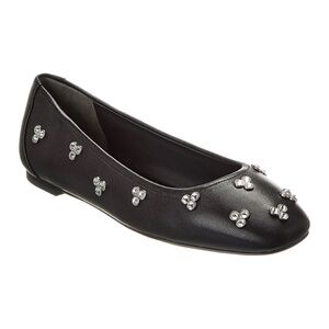 New Stuart Weitzman Tammy Ballet Flat Black Crystal Embellished Sz 7.5